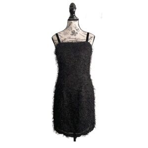 🇨🇦 Vintage 90s Black Fuzzy Textured Mini Dress Size Small